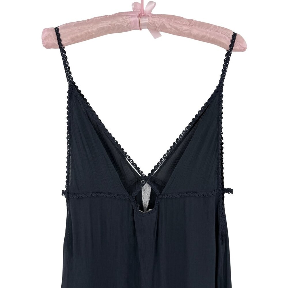 RARE Vtg NWT Free People Gray Lace Crochet Maxi Slip Dress | Whimsigoth Boho M - Picture 8 of 16